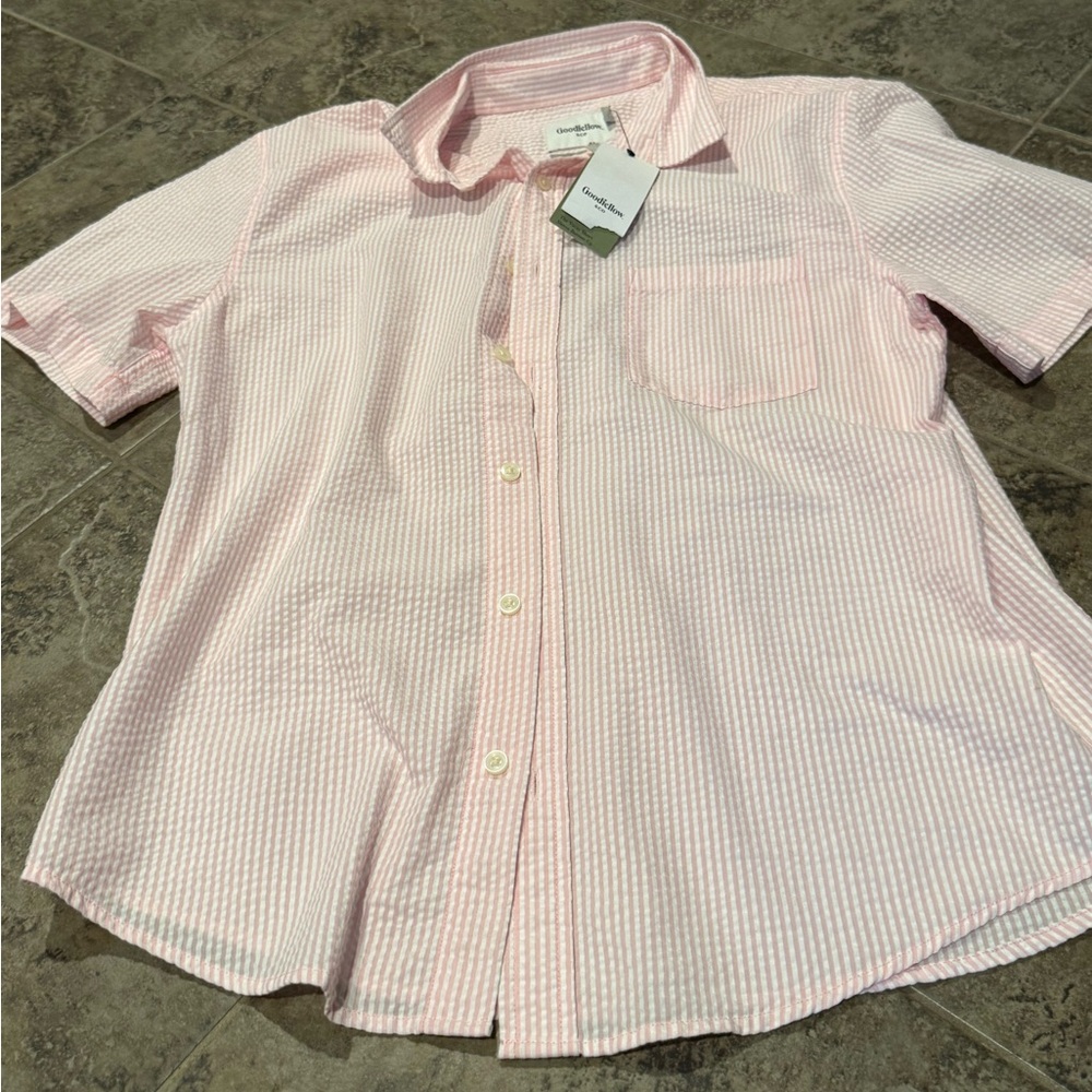 🍯Goodfellow & Co Pink and White Striped Shirt